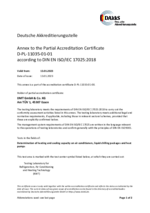 Annex to the Accreditation Certificate D-PL-11035-01-01